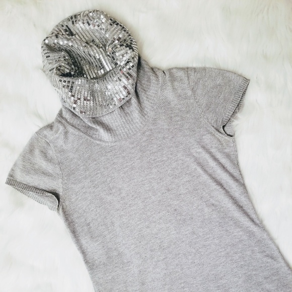 Michael Kors Sweaters - MICHAEL KORS Sequin Cowl Neck Cap Sleeved Top